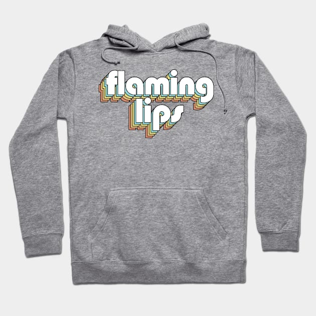 Flaming Lips - Retro Rainbow Typography Faded Style Hoodie by Paxnotods